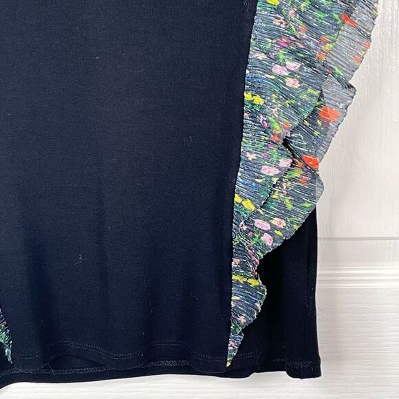 Anthropologie Vanessa Virginia Flutter Sleeve Top Sz XS Black Floral Ruffle - Picture 5 of 15